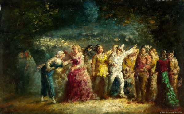 Torchlight Procession by Adolphe Monticelli